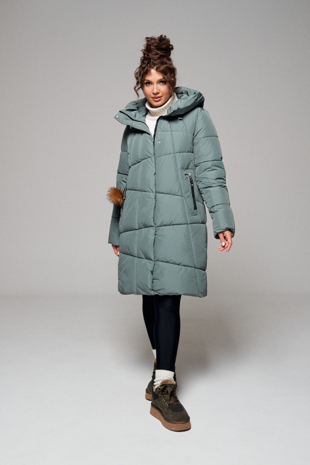 *Пальто 6107 снежная мята Beautiful&Free  в интернет магазине .